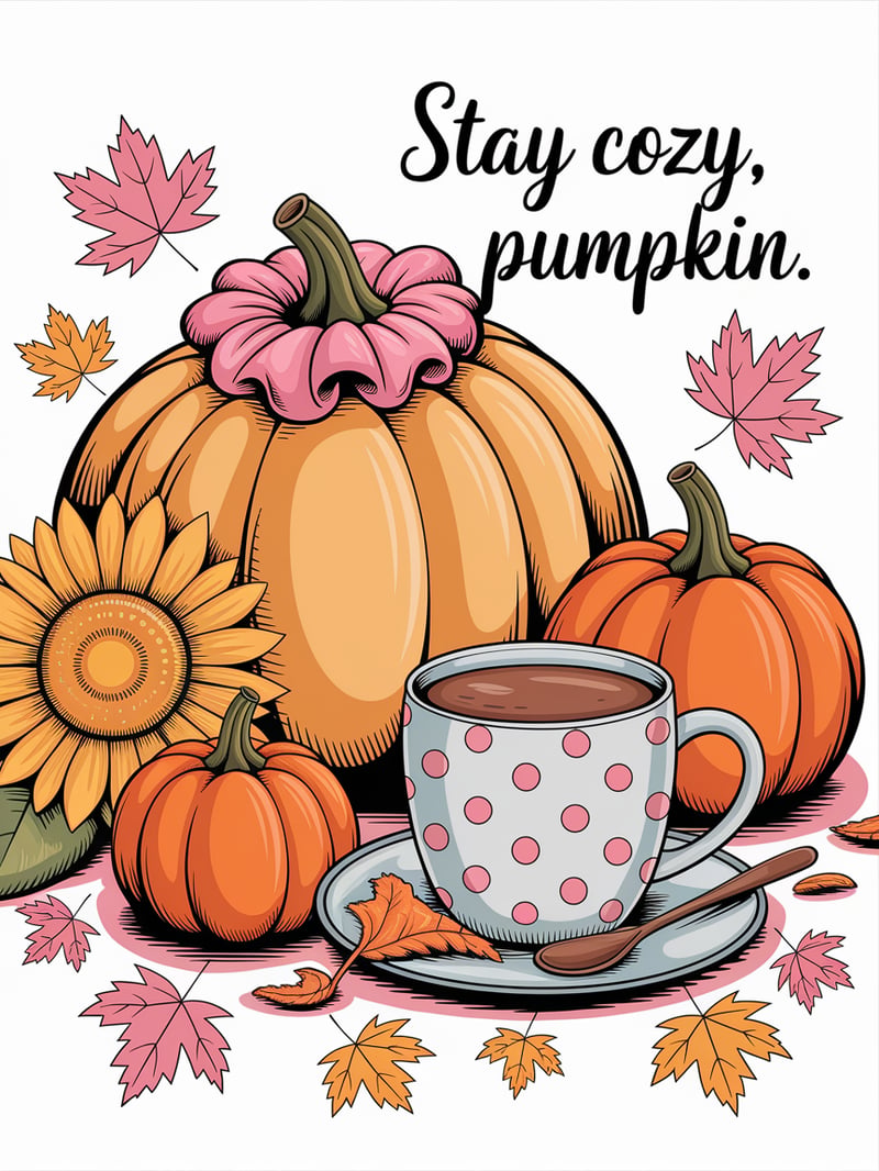 Groovy Autumn Pumpkin Illustration