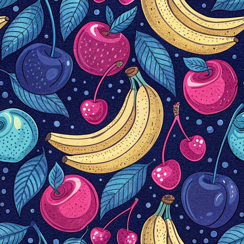 Neon Fruit Pattern with Pop Art Style