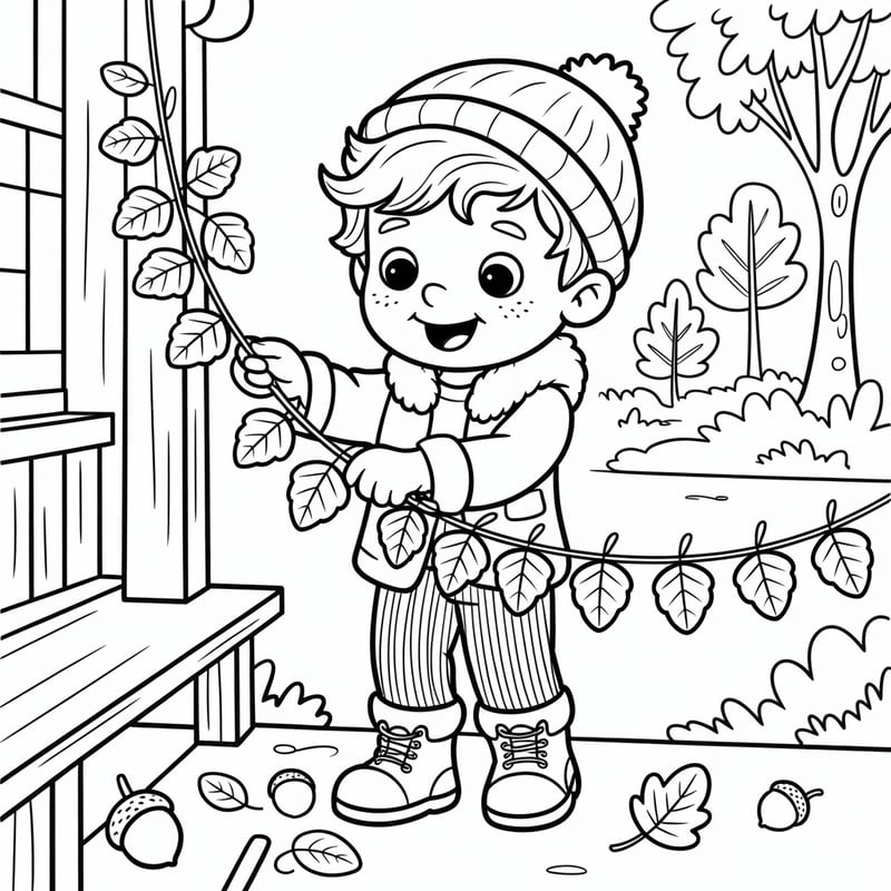 Whimsical Autumn Coloring Page