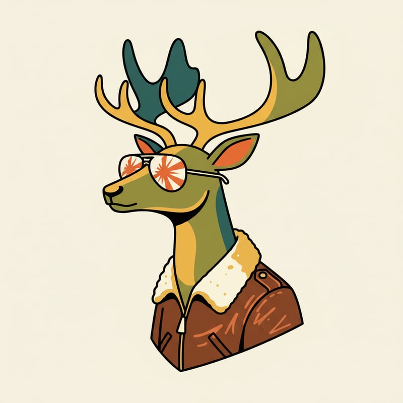 Mid-century Modern Reindeer Vector