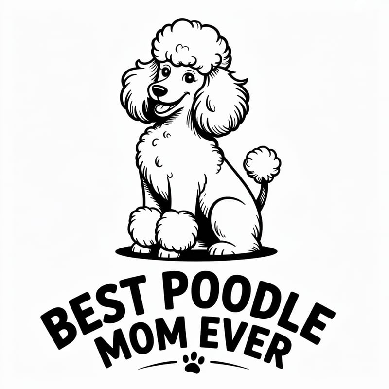 Black and White Poodle Line Art