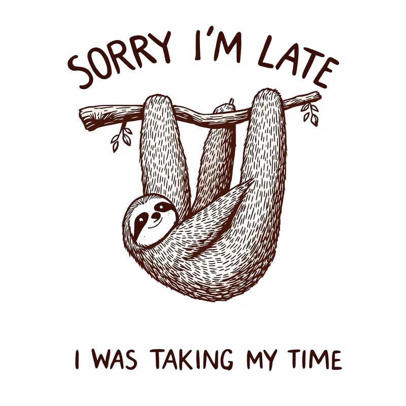 Retro Sloth Illustration with Quote
