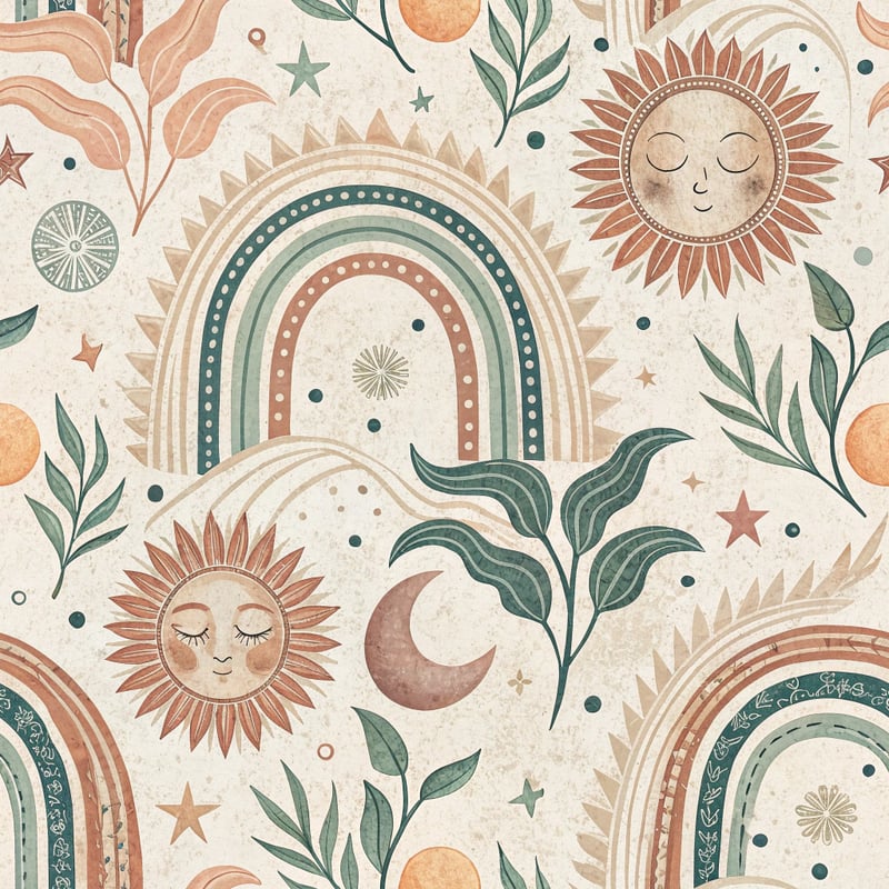 Abstract Boho-Groovy Seamless Pattern