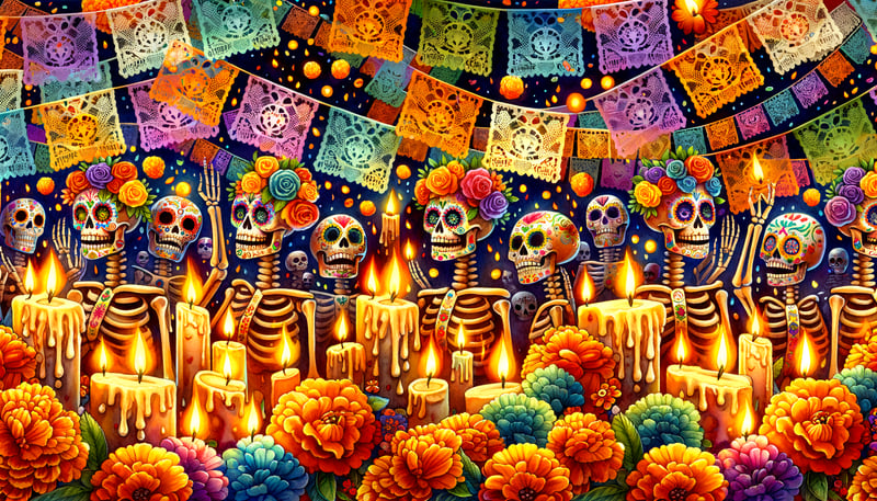 Colorful Day of the Dead Watercolor
