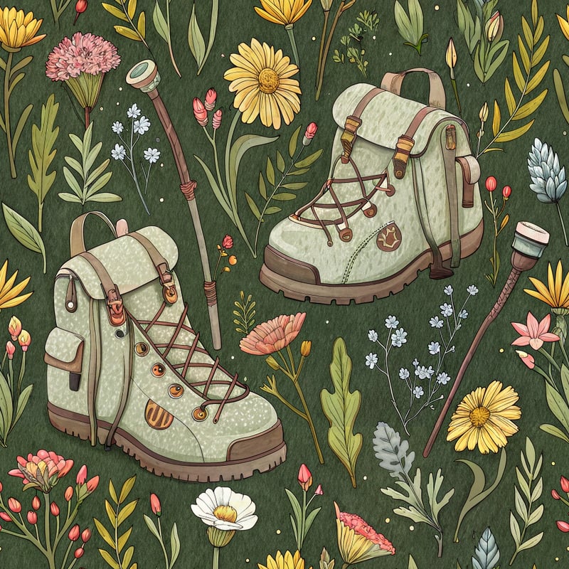 Pastel Hiking Gear Vector Pattern