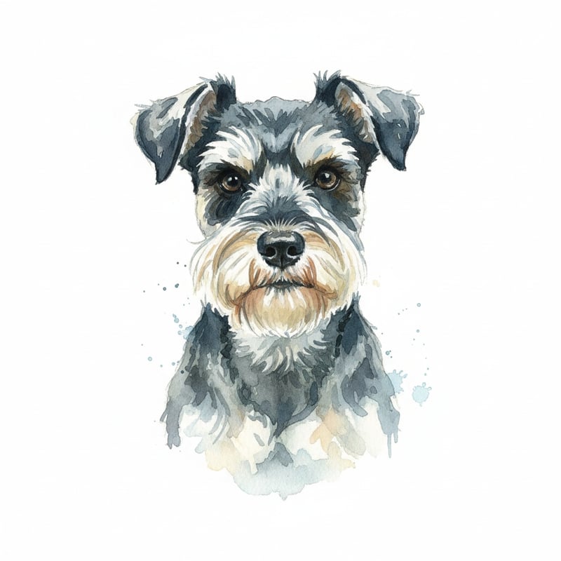 Miniature Schnauzer Watercolor Portrait
