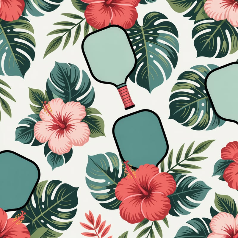 Tropical Pattern with Hibiscus & Pickleball