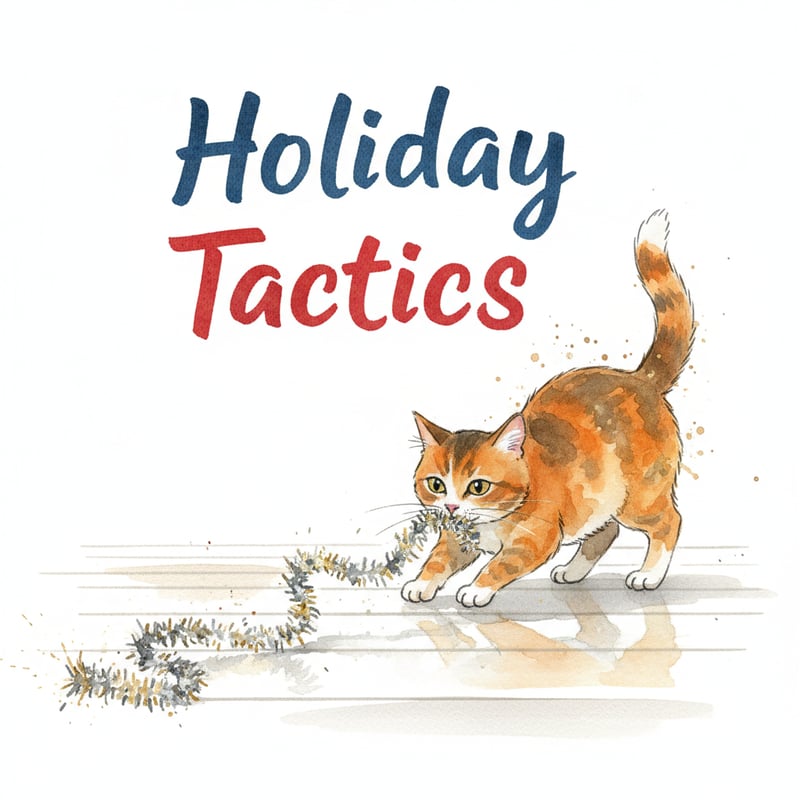 Watercolor Cat with Tinsel