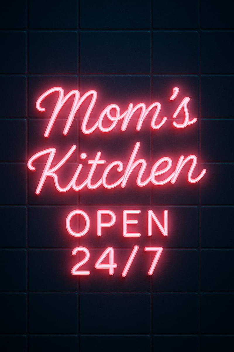 Glowing Neon Sign in Mom's Kitchen