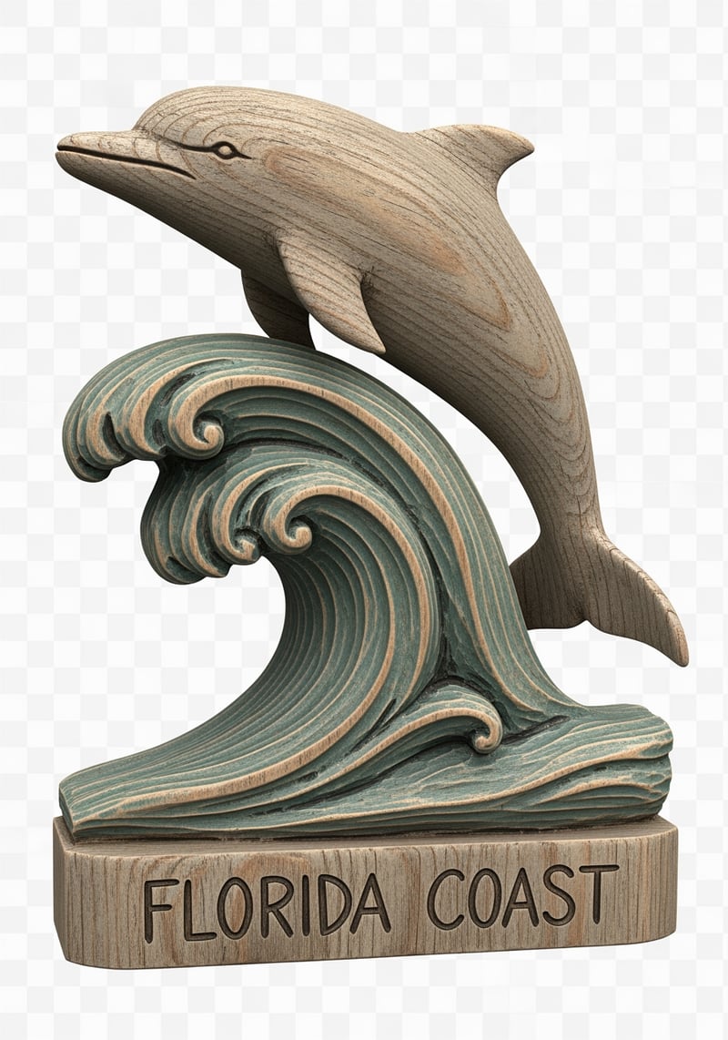 Rustic Carved Dolphin Souvenir