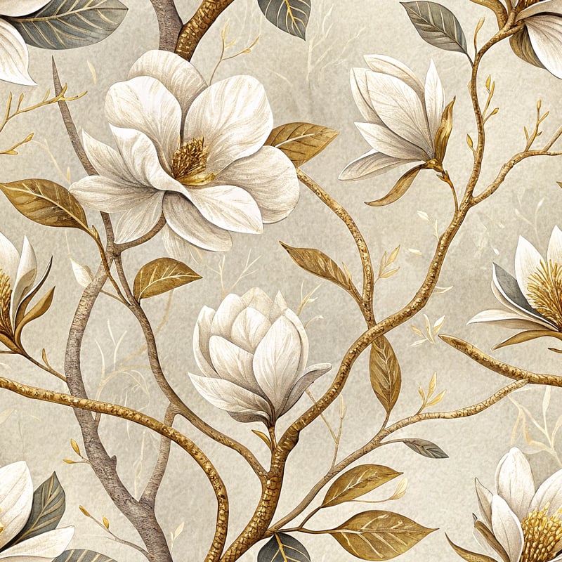 Elegant Magnolia Seamless Pattern
