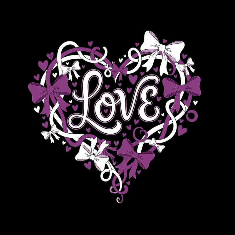 Orchid Purple Heart Bow Illustration