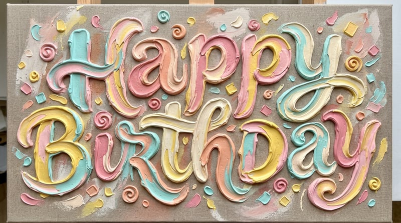 Happy Birthday Impasto Oil Painting