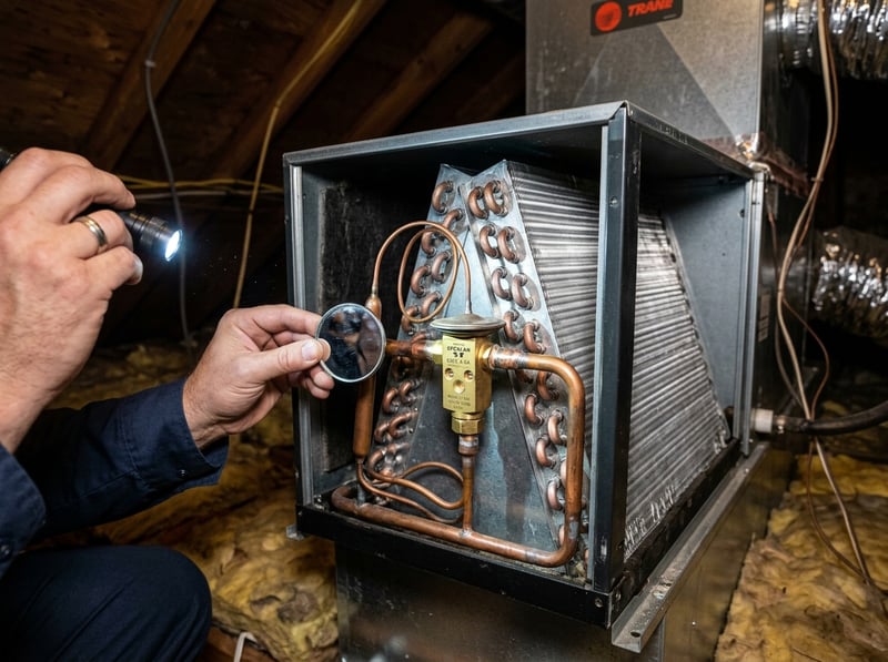Indoor Evaporator Coil & TXV Close-Up