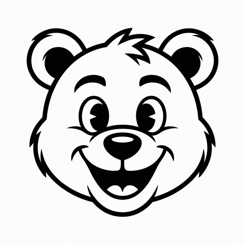 Retro Cartoon Bear Face