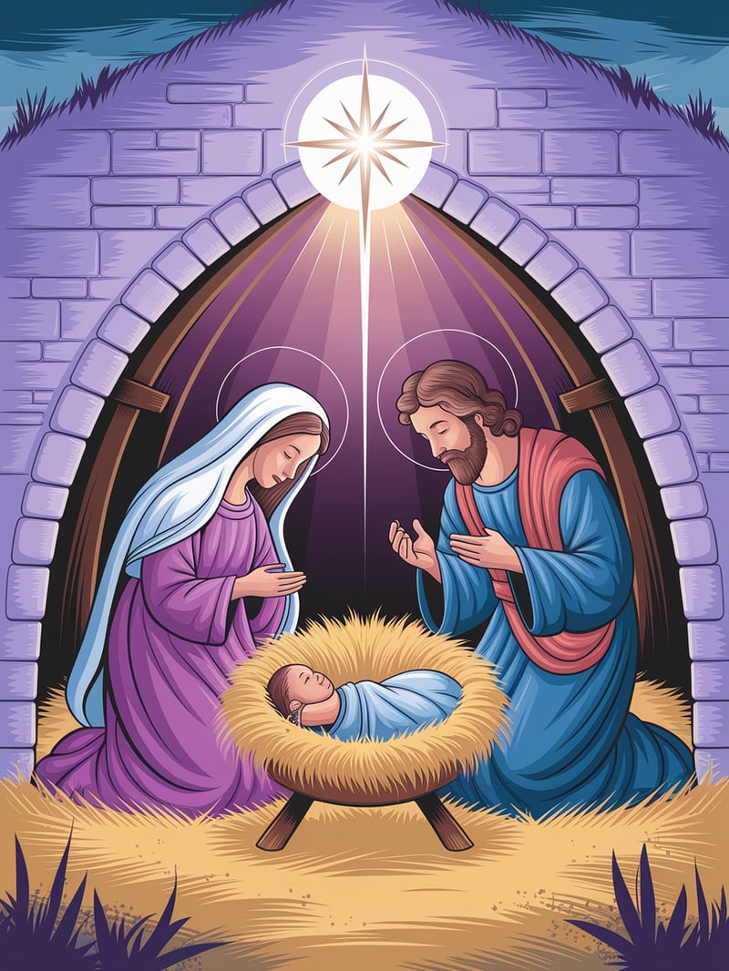 Simple Nativity Coloring Page