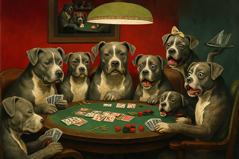 Dogs and Cards Image with Multiple Dogs