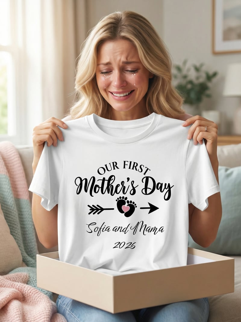 Mother Joyfully Receiving T-Shirt Gift