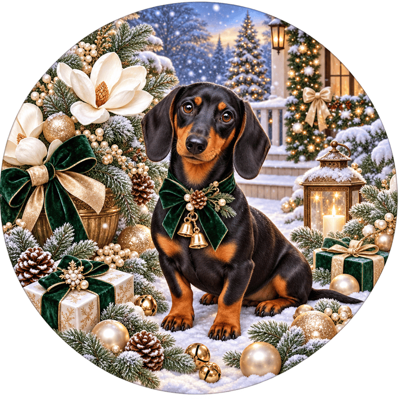 Dachshund Magnolia Holiday Sublimation