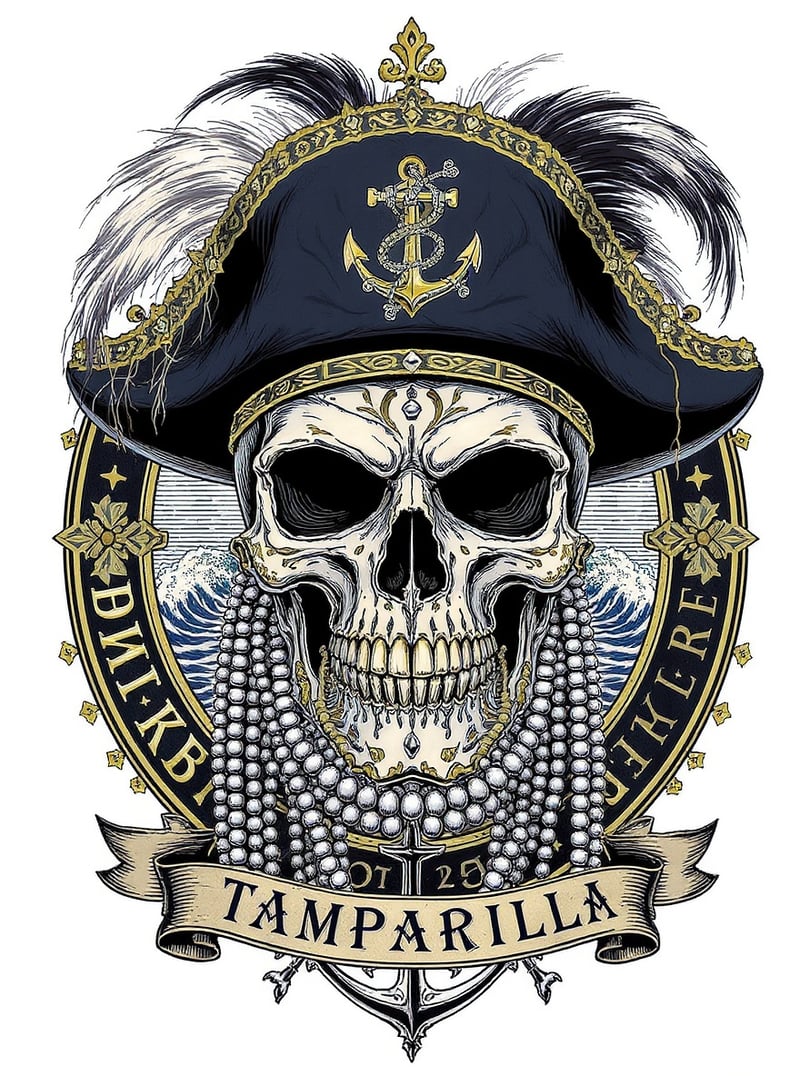 Krewe Captain Skull with Gold Filigree