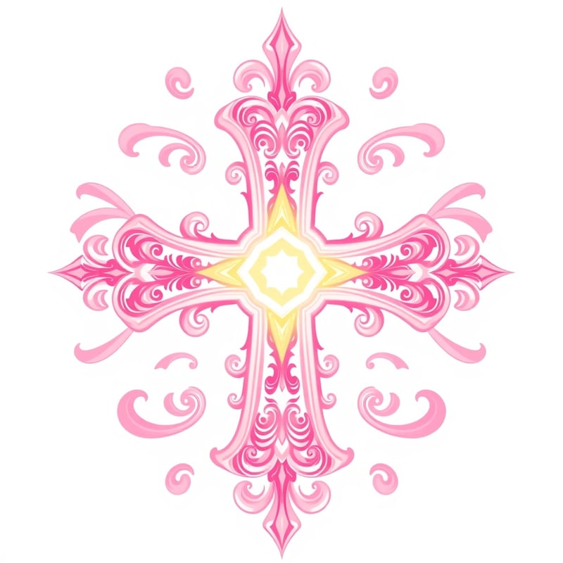 Symmetrical Pink Fantasy Cross Design