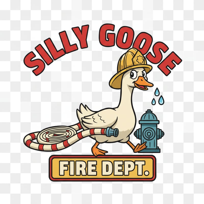 Humorous Firefighter Goose Graphic