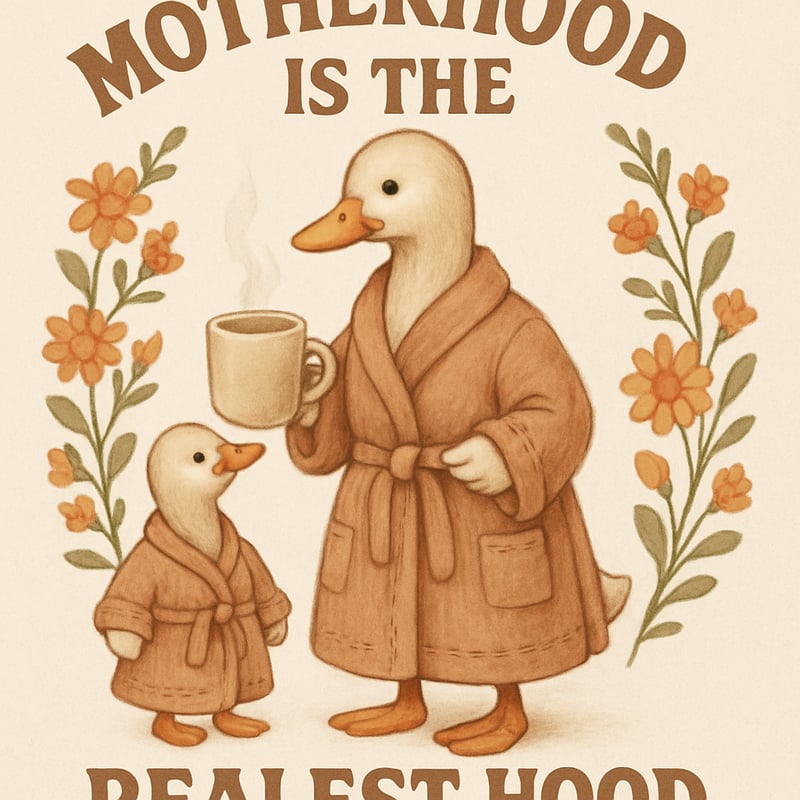 Cozy Mother Duck and Duckling Illustration