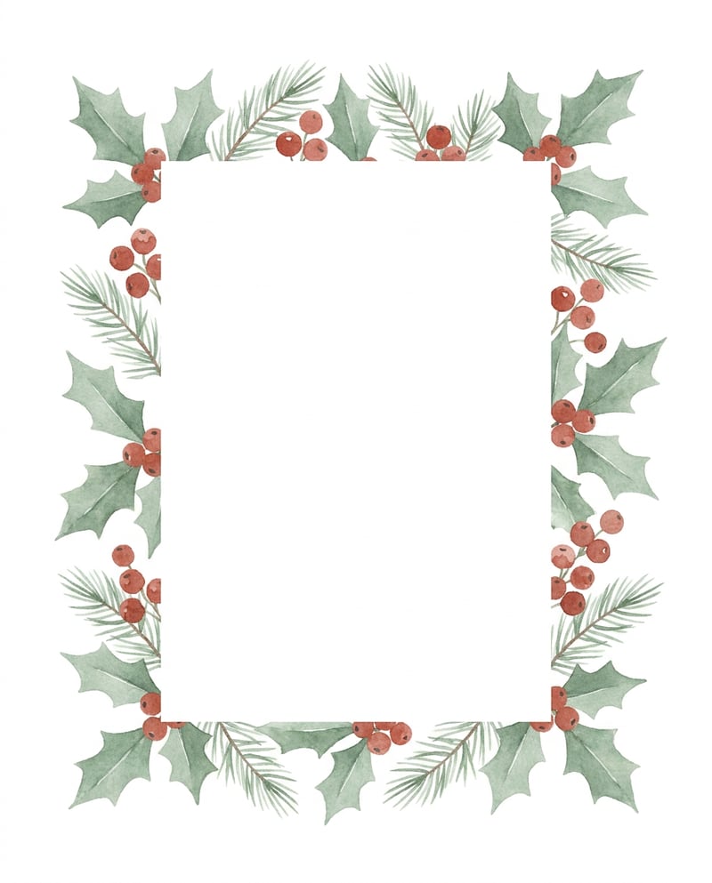 Watercolor Holly Decorative Frame