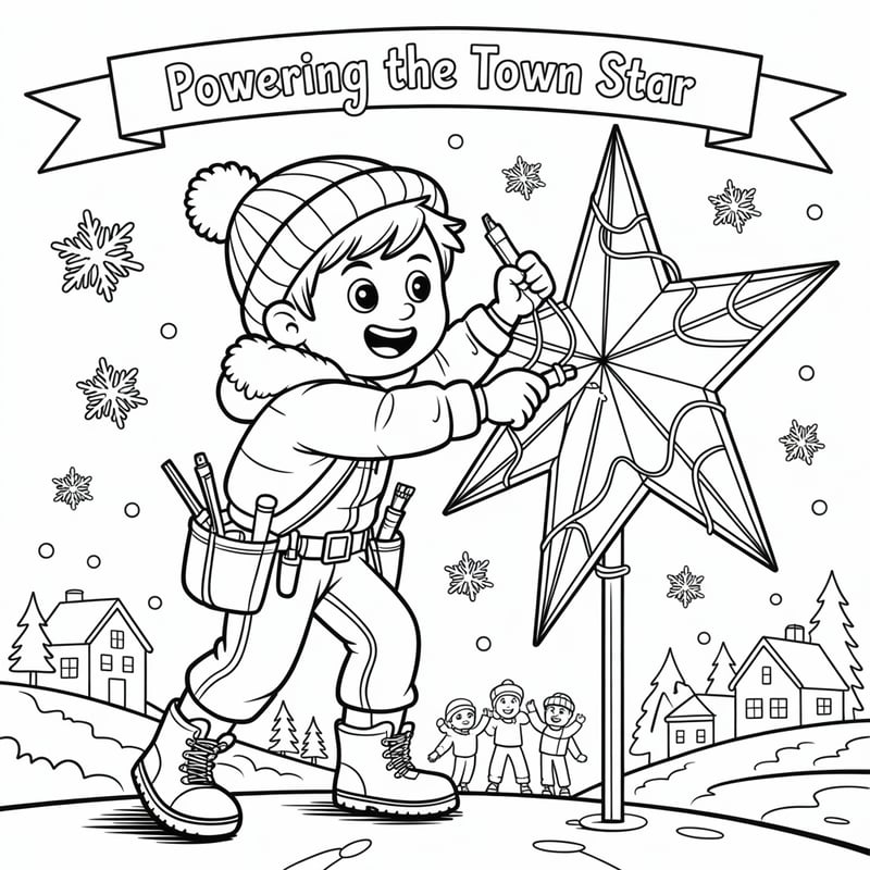 Mason Fixing Town Star Coloring Page