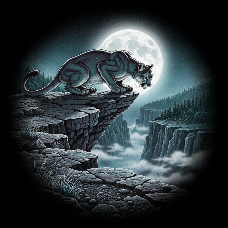 Vintage 1990s Mountain Lion Airbrush Art