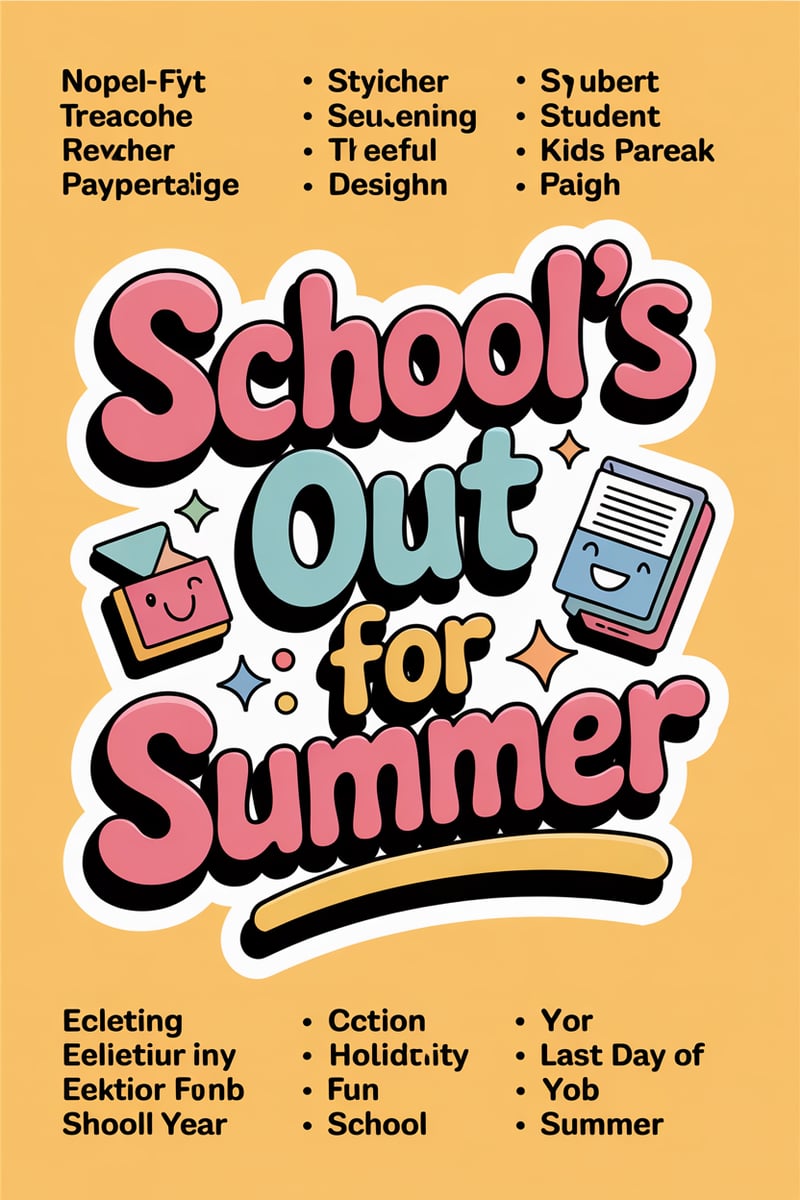 Kawaii School's Out Summer Sticker