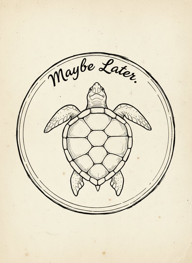 Sketch Turtle Curled in Shell