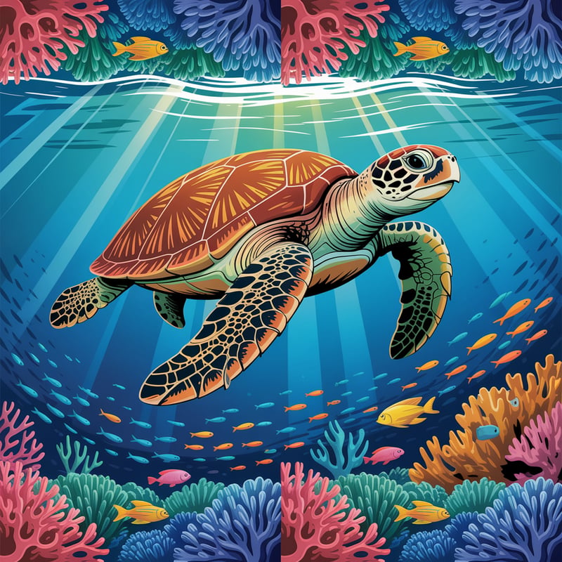 Sea Turtle Coral Reef Pattern