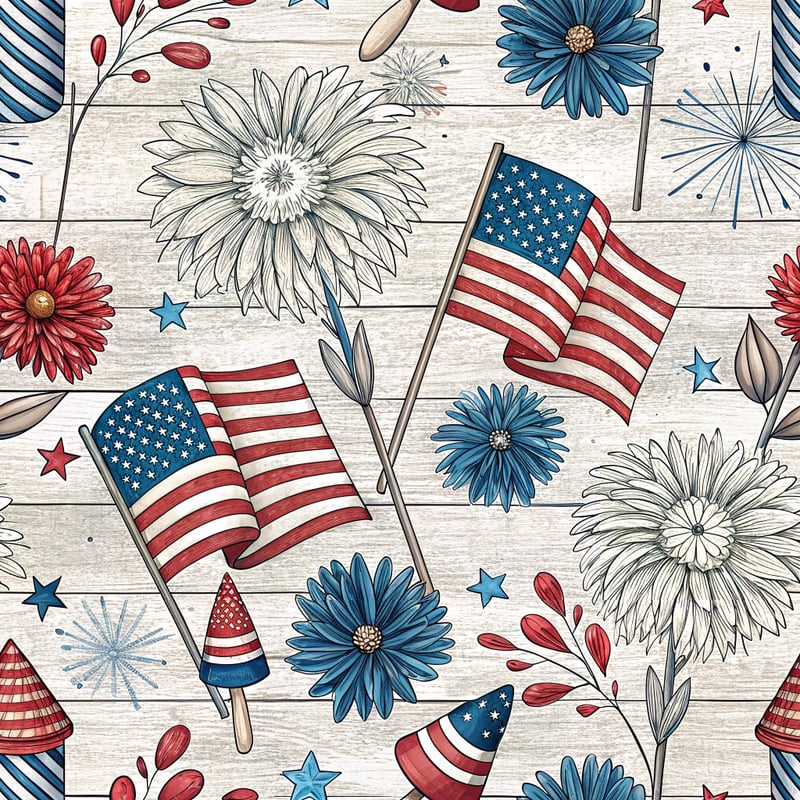 4th of July Hand-Drawn Pattern