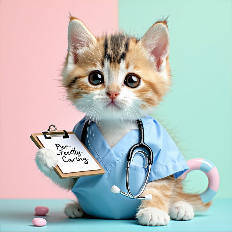 Kitten Nurse with Clipboard