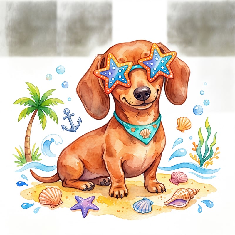 Dachshund with Starfish Sunglasses