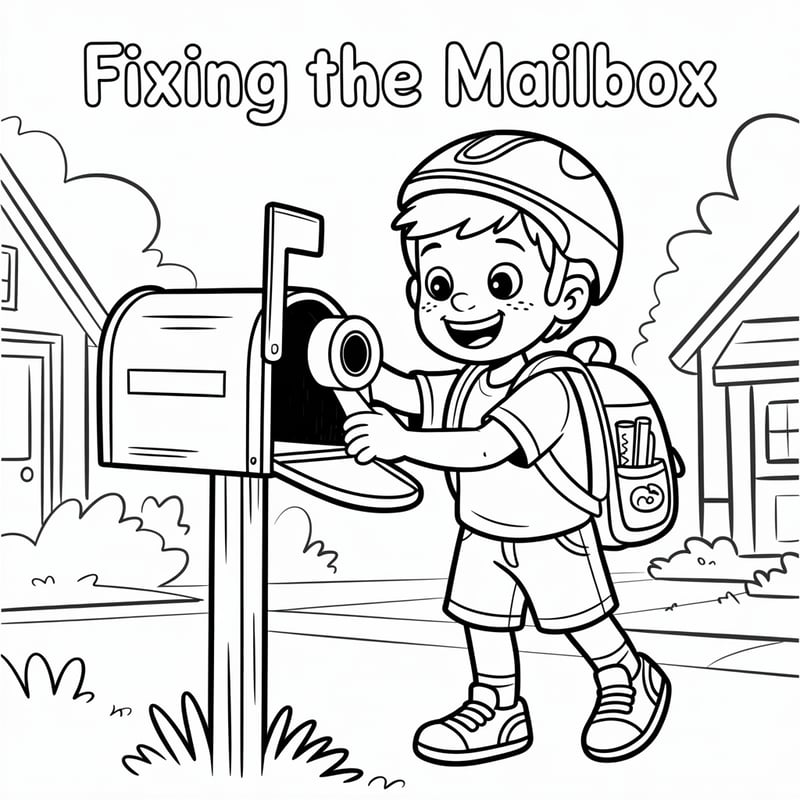 Noah Fixing Mailbox Coloring Page