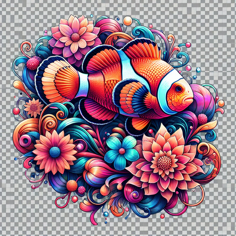 Boho Floral Clownfish Illustration