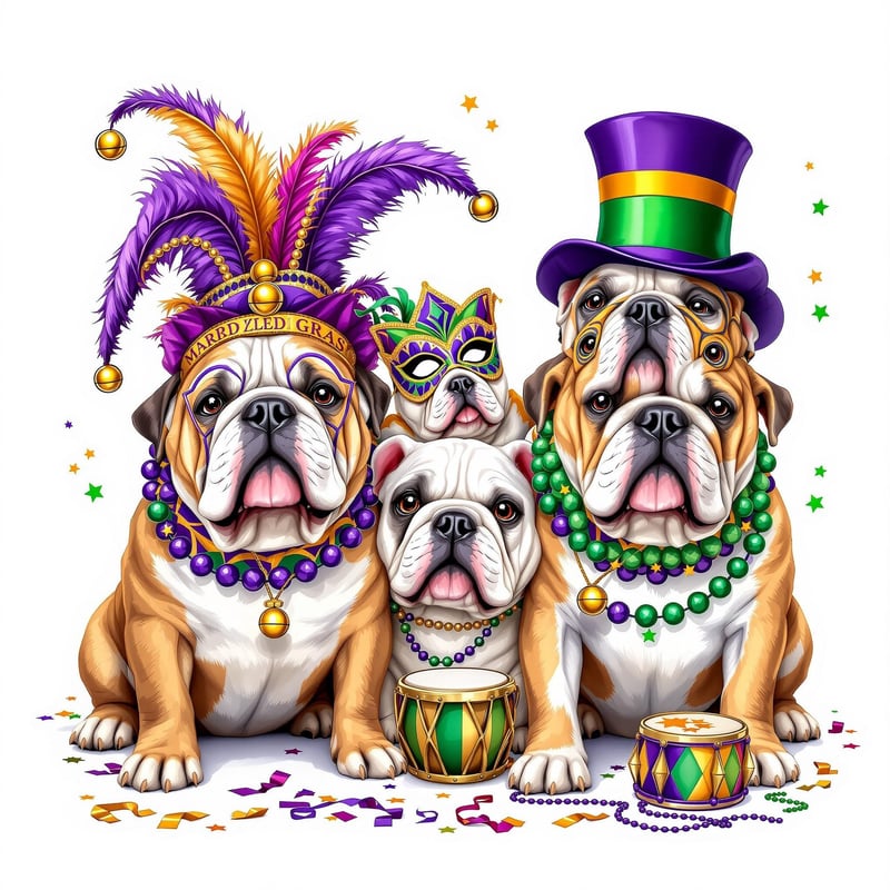 Mardi Gras Bulldogs Illustration