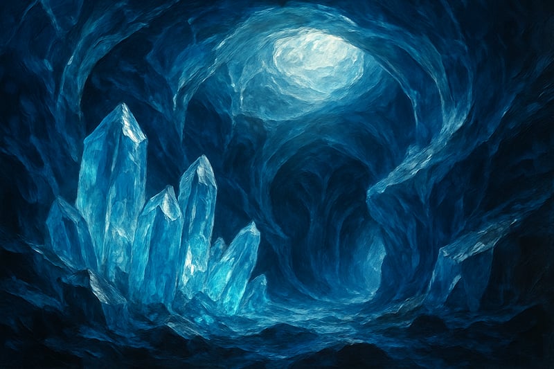 Shimmering Blue Ice Cave Painting