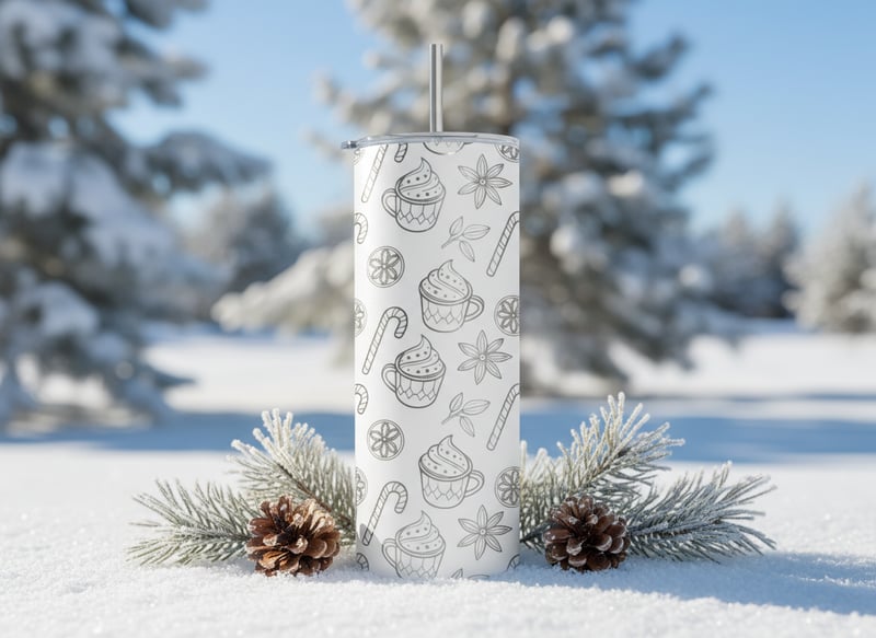 Winter Scene with Matte White Tumbler