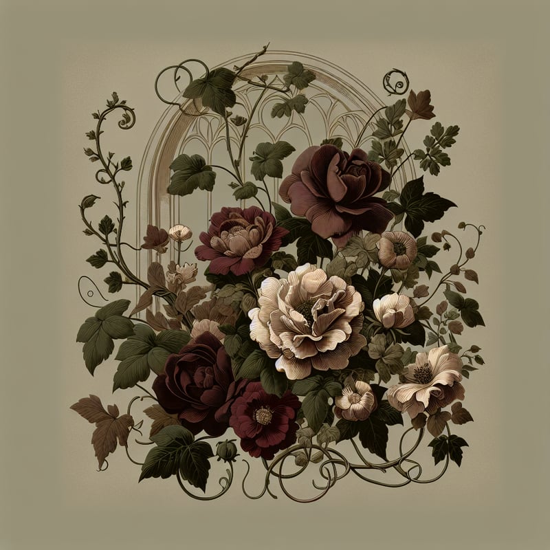 Dark Academia Floral Illustration