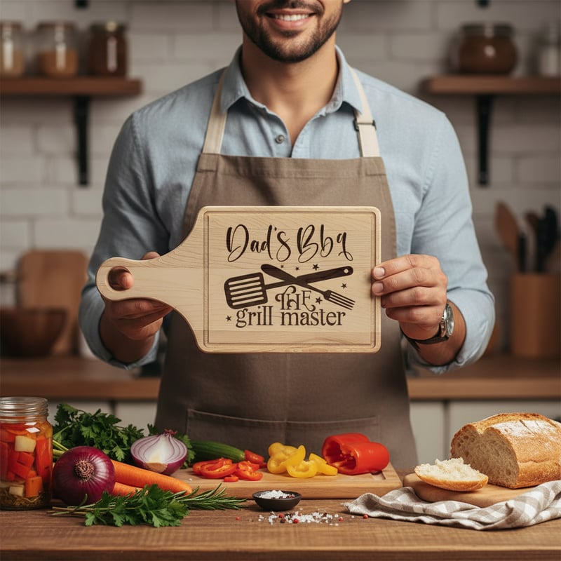 Engraved Board in Cozy Family Kitchen