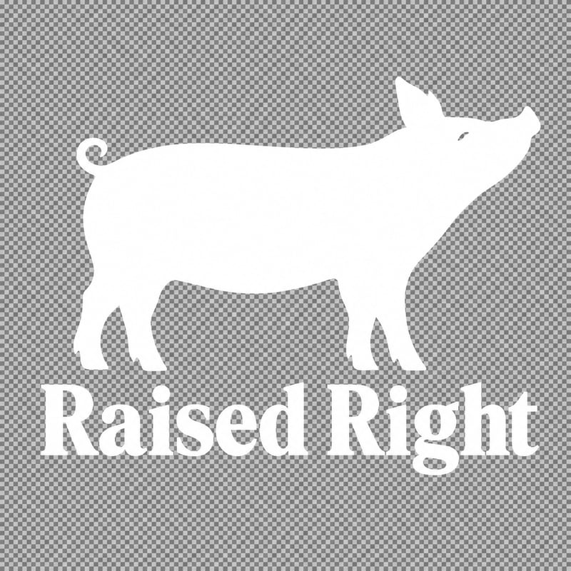 White Pig Silhouette with Raised Right Text