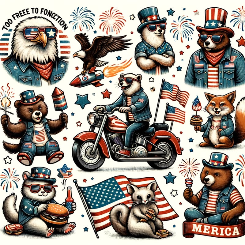 Vintage Patriotic Animal Graphics