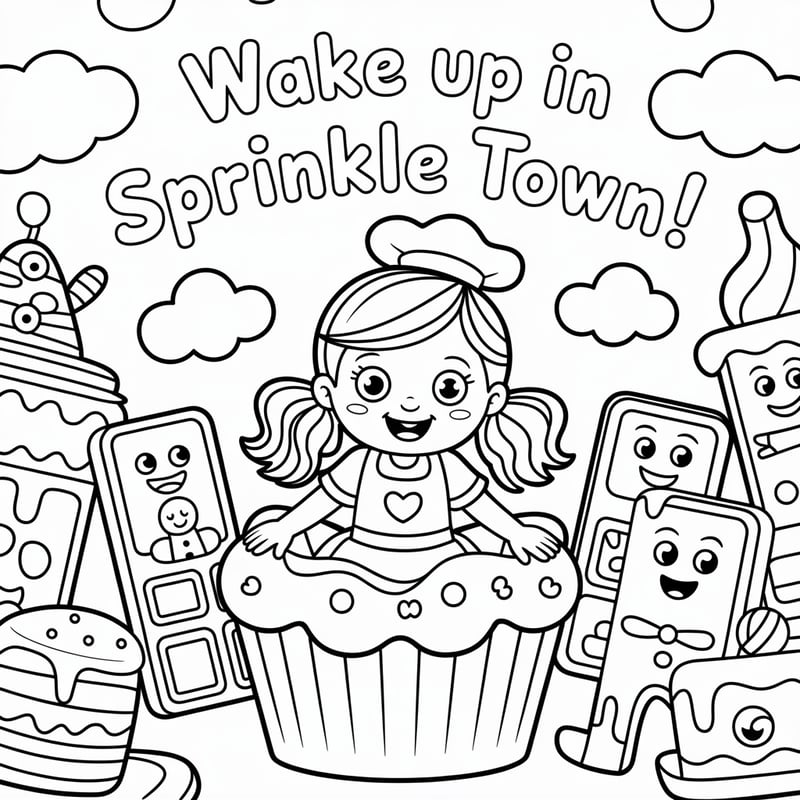 Bella in Sprinkle Town Coloring Page