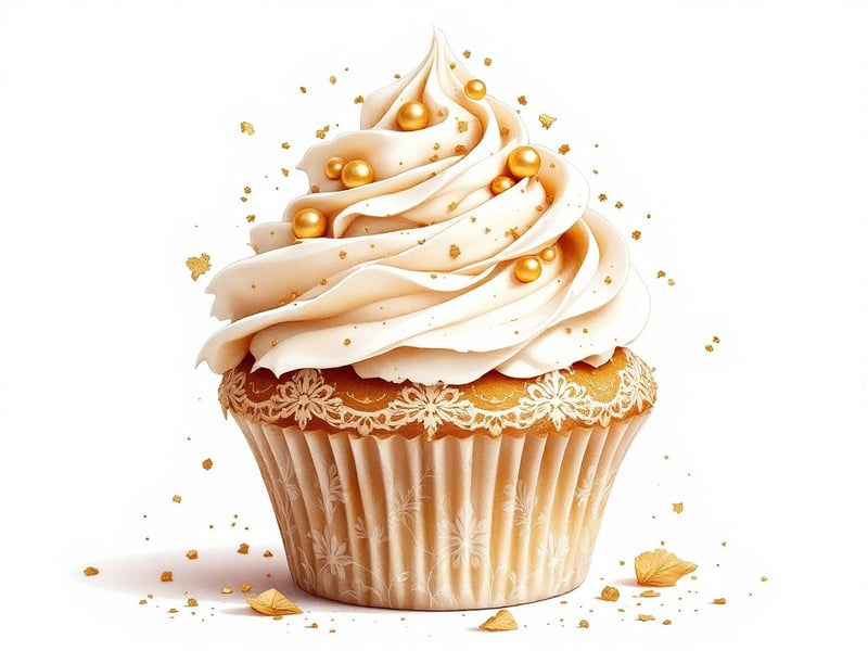 Elegant Ivory Cupcake with Floral Lace