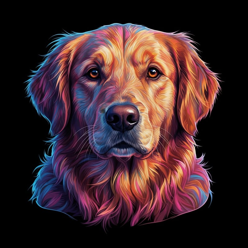 Neon Abstract Golden Retriever Portrait
