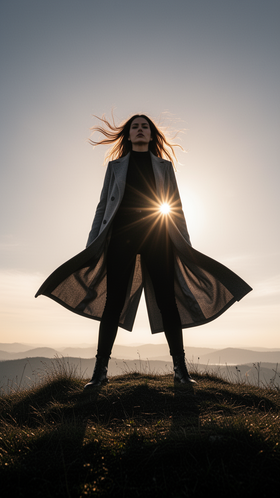 Dramatic Sunrise Woman Silhouette