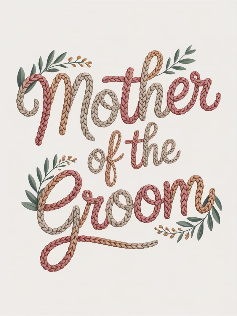 Mother of the Groom Braided Yarn Text